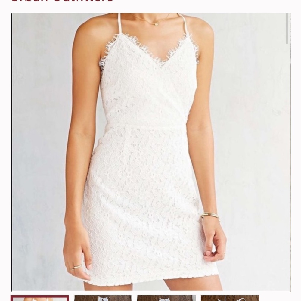 Urban Outfitters white lace keyhole back mini dress size 6